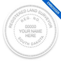 This professional land surveyor embosser for the state of South Dakota adheres to state regulations and provides top quality impressions.