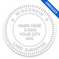 This professional land surveyor embosser for the state of Wisconsin adheres to state regulations and provides top quality impressions.