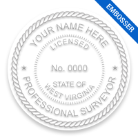 This professional land surveyor embosser for the state of West Virginia adheres to state regulations and provides top quality impressions.