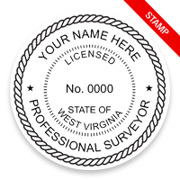 This professional land surveyor stamp for the state of West Virginia adheres to state regulations & provides top quality impressions. Orders over $75 ship free.