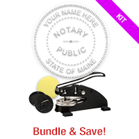 This notary deluxe kit for the state of Maine meets state regulations & provides top quality embossed impressions. Also comes with seal inker & foil seals.