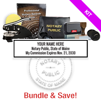 This Maine notary pro kit, meets all state requirements & is available on 8 mount choices with rectangle stamp, & seven other items with options to choose from.