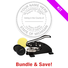 This notary deluxe kit for the state of Michigan meets state regulations & provides top quality embossed impressions. Also comes with seal inker & foil seals.