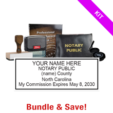 This NC notary premium kit, meets all state requirements & is available on 5 mount choices with record book thumbprint pad, notary bag & a stock notary stamp.