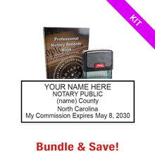 Top quality North Carolina notary renewal kit, meets all state requirements and is available on 5 mount choices with record book. Ships quick!