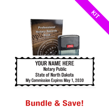 Top quality North Dakota notary renewal kit, meets all state requirements and is available on 5 mount choices with record book. Ships quick!