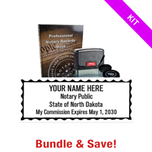 North Dakota Notary Standard Kit includes rectangle stamp, record book & thumbprint pad. Upgrades are optional. Fast & free shipping over $100