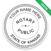 This round notary public digital eSeal for the state of Kansas adheres to state regulations and provides top quality impressions.