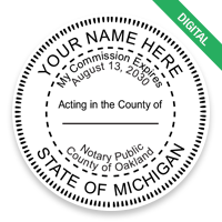 This round notary public digital eSeal for the state of Michigan adheres to state regulations and provides top quality impressions.