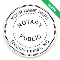 This round notary public digital eSeal for the state of North Carolina adheres to state regulations and provides top quality impressions.