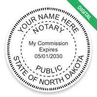 This round notary public digital eSeal for the state of North Dakota adheres to state regulations and provides top quality impressions.