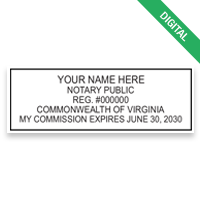 This round notary public digital eSeal for the state of Virginia adheres to state regulations and provides top quality impressions.