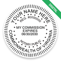 This round notary public digital eSeal for the state of Virginia adheres to state regulations and provides top quality impressions.