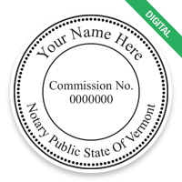 This round notary public digital eSeal for the state of Vermont adheres to state regulations and provides top quality impressions.