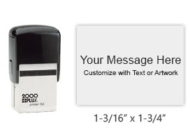 Personalize this 1-3/16" x 1-3/4" printer line stamp with text and your logo in your choice of 11 exciting ink colors. Ships in 1-2 business days.
