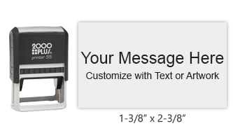 Personalize this 1-3/8" x 2-3/8" printer line stamp free with text or your logo in your choice of 11 vibrant ink colors. Ships in 1-2 business days.