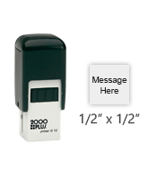 Customize this square 1/2" x 1/2" printer line stamp with text or your logo in your choice of 11 ink colors. Reinkable - Ships in 1-2 business days.