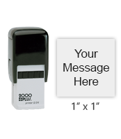 Customize this 1" x 1" square stamp impression free with text or your logo in your choice of 11 ink colors. Reinkable and ships in 1-2 business days.