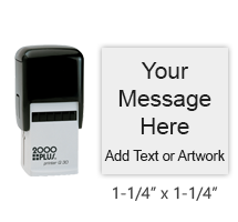 Customize this 1-1/4" x 1-1/4" square stamp free with text or your logo in your choice of 11 ink colors. Reinkable and ships in 1-2 business days.