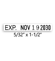 This Exp dater is perfect for your industry needs. The max width is 1-1/2", w/ a character height of 5/32" and 6 year bands. Orders over $100 ship free!
