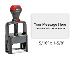 Customize this 15/16" x 1-5/8" stamp with up to 5 lines of text or b&w artwork in 11 ink colors! Great for high volume stamping. Ships in 1-2 business days!
