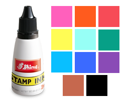 Shiny 1 oz. bottle of Supreme ink works on self-inking stamps or re-inking stamp pads. Water-based ink in 11 colors to choose from. Orders ship fast!