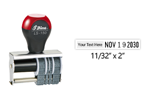 This Shiny Local Dater LS-150 is customizable w/ 2 lines & approx. width is 2", w/ a character height of 5/32" and 6 year bands. Orders over $100 ship free!