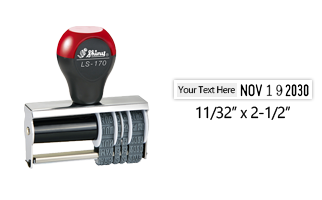 This Shiny Local Dater LS-170 is customizable w/ 2 lines & approx. width is 2-1/2", w/ a character height of 5/32" and 6 year bands. Orders over $100 ship free!