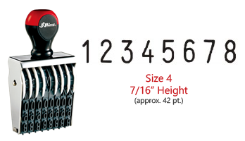 Shiny Non-Self-Inking Number Stamp Size 5 - 8 Bands