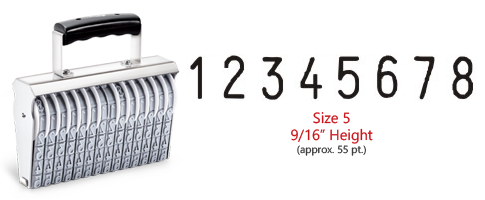 Shiny Non-Self-Inking Number Stamp Size 5 - 8 Bands