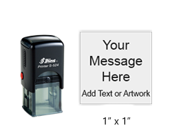 The customizable, self-inking square Shiny S-524 is a 1" x 1" stamp perfect for one line of text. Available in 11 ink colors. Can be re-inked for extra uses.