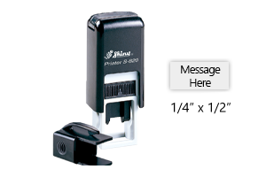 The customizable, self-inking Shiny S-820 is a 1/4" x 1/2" stamp perfect for one line of text. Available in 11 ink colors. Can be re-inked for extra uses.