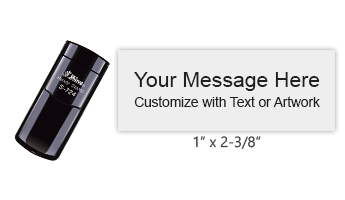 Customize this 1" x 2-3/8" stamp with 6 lines of text or your artwork in a choice of 11 ink colors! Perfect for on the go use. Ships in 1-2 business days!