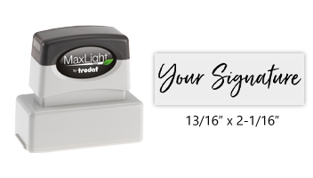 Don't write it, Stamp it! Customize this MaxLight-XL-115 pre-inked stamp with your actual signature in your choice of 5 ink colors! Free shipping on orders over $75!