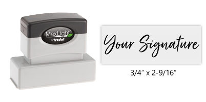 Don't write it, Stamp it! Customize this MaxLight-XL-145 pre-inked stamp with your actual signature in your choice of 5 ink colors! Orders over $75 ship free!