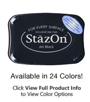 This standard ink pads adhere to paper, acrylic, metal, leather, shrink plastic, cellophane, plastic & glass. Avail. in 23 colors. Ships in 1-2 business days!