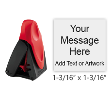 Design this 1-3/16" x 1-3/16" square pocket stamp w/ up to 6 lines of text or add a custom logo/artwork. In 11 ink colors options. Orders over $60 ship free!