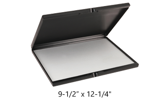 Largest stamp pad available on the market! This pad comes in a plastic case that snaps shut to keep pad covered when not in use. Orders over $75 ship free!