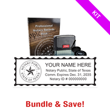 Texas Notary Standard Kit includes rectangle stamp, record book & thumbprint pad. Upgrades are optional. Fast & free shipping over $100