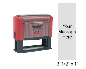 Tailor this 3-1/4" x 1" stamp w/ up to 20 lines of text or your logo/artwork. Choose between 11 ink colors that can be refillable. Ink & pads sold separately.