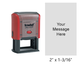 Customize this 2" x 1-3/16" stamp free with up to 12 lines of text or artwork; your choice of 11 vibrant ink colors. Orders ship within 1-2 business days!
