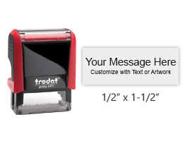 Customize this 1/2" x 1-1/2" top quality 3 line stamp w/ text or your logo in your choice of 11 ink colors. Refillable and durable. Orders ship free over $100!