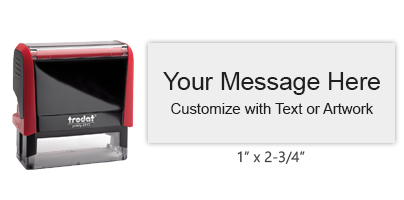 Personalize this 1" x 2-3/4" stamp w/ up to 6 lines of text/your logo, in your choice of 11 ink colors. Refillable & easy to use. Ships in 1-2 business days.