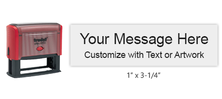 Tailor this 1" x 3-1/4" stamp w/ up to 6 lines of text or your logo/artwork. Choose between 11 ink colors that can be refillable. Ink & pads sold separately.