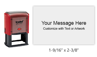 Customize this 1-9/16" x 2-3/8" stamp w/ up to 10 lines of text or your logo/artwork. Available in your choice of 11 ink colors. Ships in 1-2 business days.