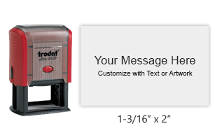 Customize this 1-3/16" x 2" stamp free with up to 7 lines of text or artwork; your choice of 11 vibrant ink colors. Orders ship within 1-2 business days!