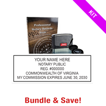 Virginia Notary Standard Kit includes rectangle stamp, record book & thumbprint pad. Upgrades are optional. Fast & free shipping over $100
