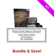 Vermont Notary Standard Kit includes rectangle stamp, record book & thumbprint pad. Upgrades are optional. Fast & free shipping over $100