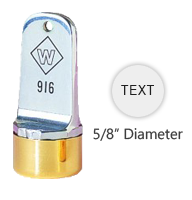 Personalize this 5/8" metal inspection stamp with text or simple artwork. Use with industrial inks or traditional stamp pad. Ships in 3-5 business days.