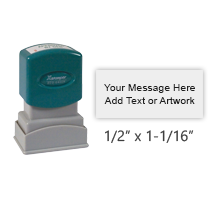 Customize this 1/2" x 1-1/16" stamp with 2 lines of text/artwork. Choose from 11 ink colors. Use for messages or addresses. Free shipping on orders over $75!